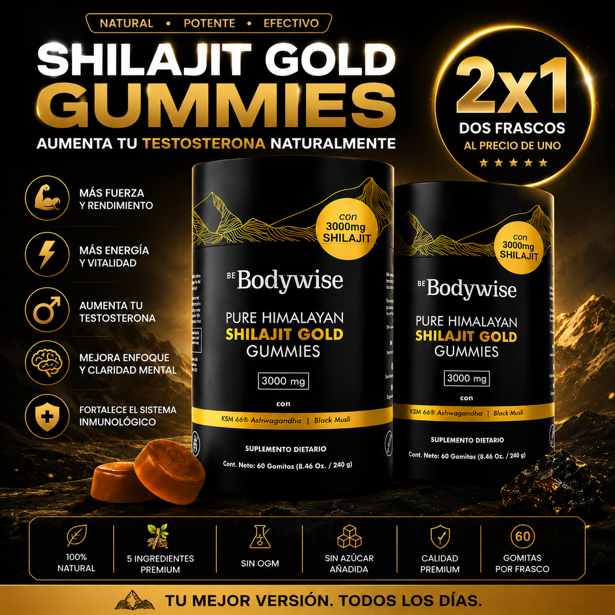 Gomitas de Shilajit Gold Premium puro del Himalaya 2x1 OFERTA LIMITADA!