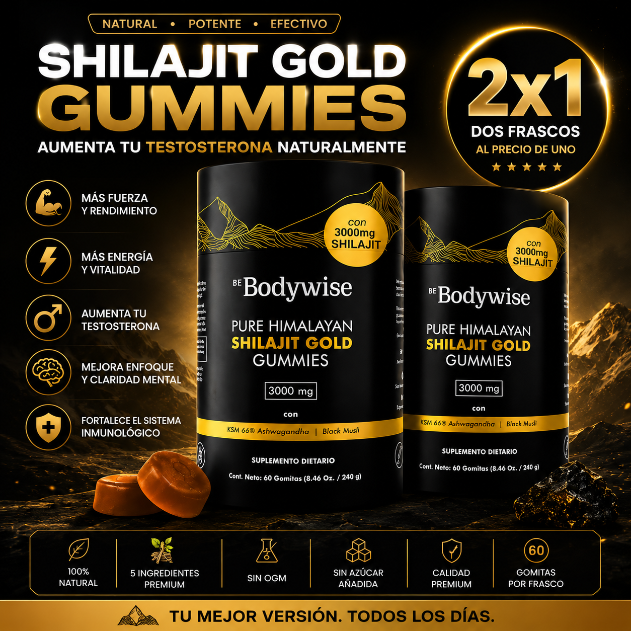 Gomitas de Shilajit Gold Premium puro del Himalaya 2x1 OFERTA LIMITADA!