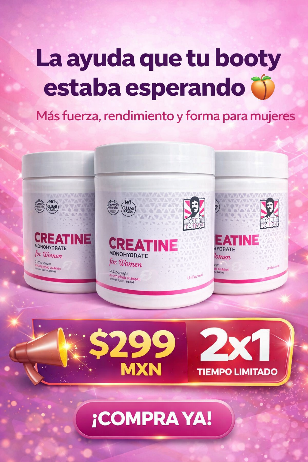 Old School® Monohidrato de creatina para mujeres 2x1! Tiempo limitado