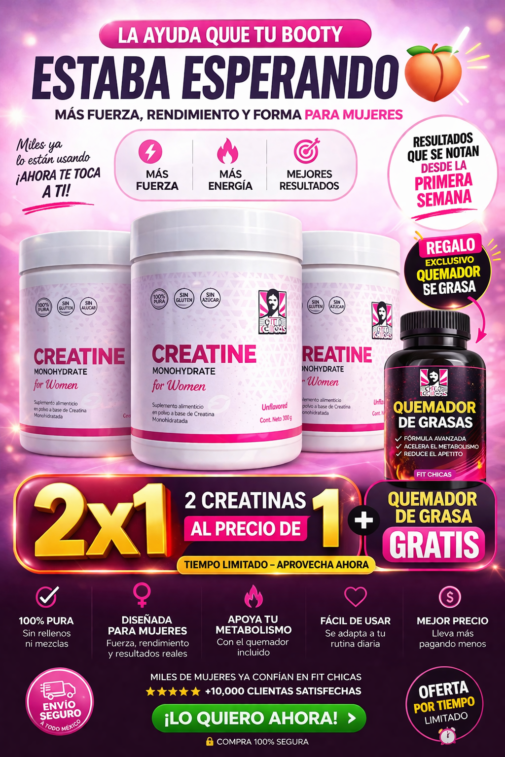 Old School® Monohidrato de creatina para mujeres 2x1! Tiempo limitado